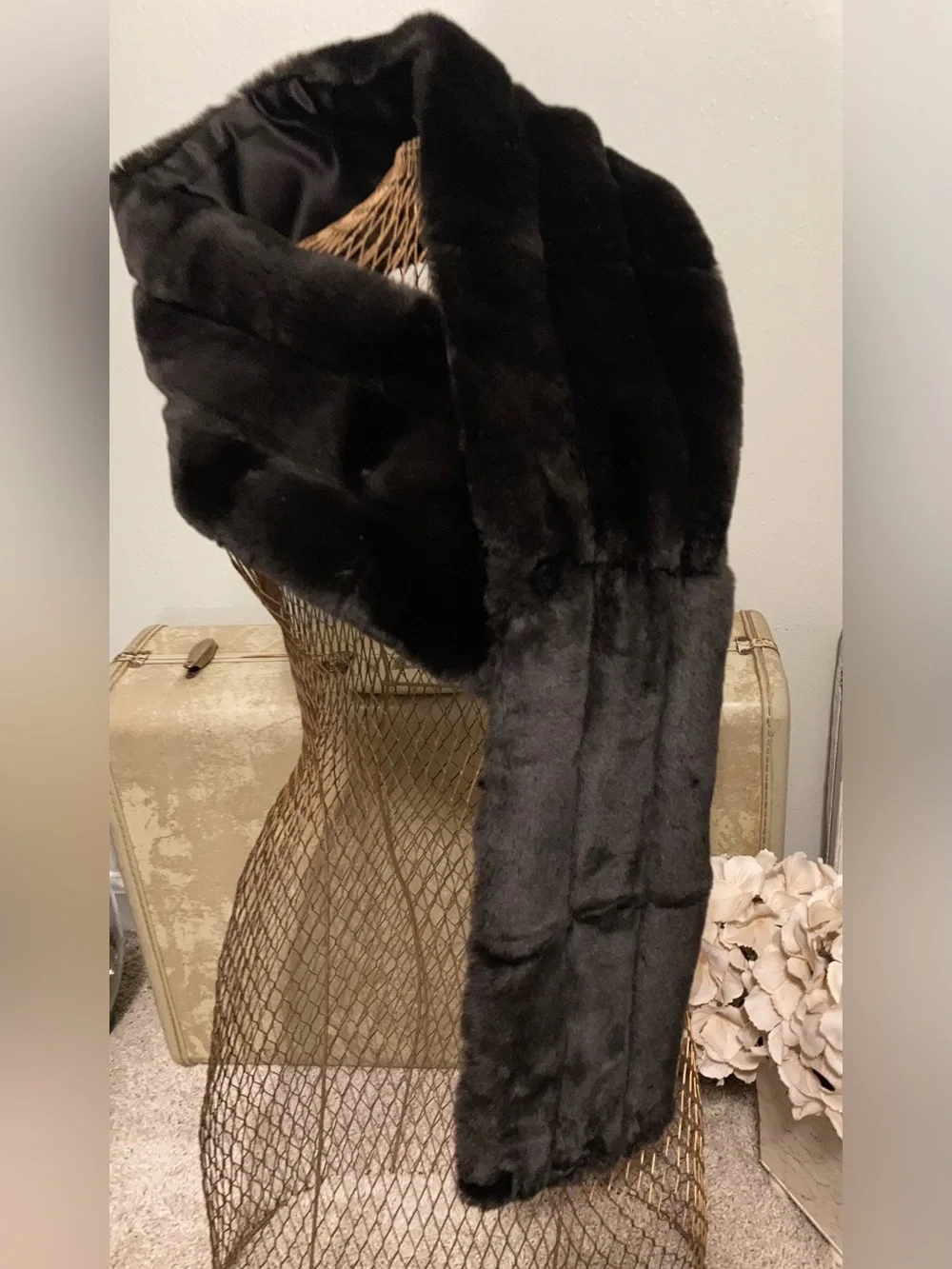 Collection XIIX Ltd Faux Fur Scarf Chocolate Brown
